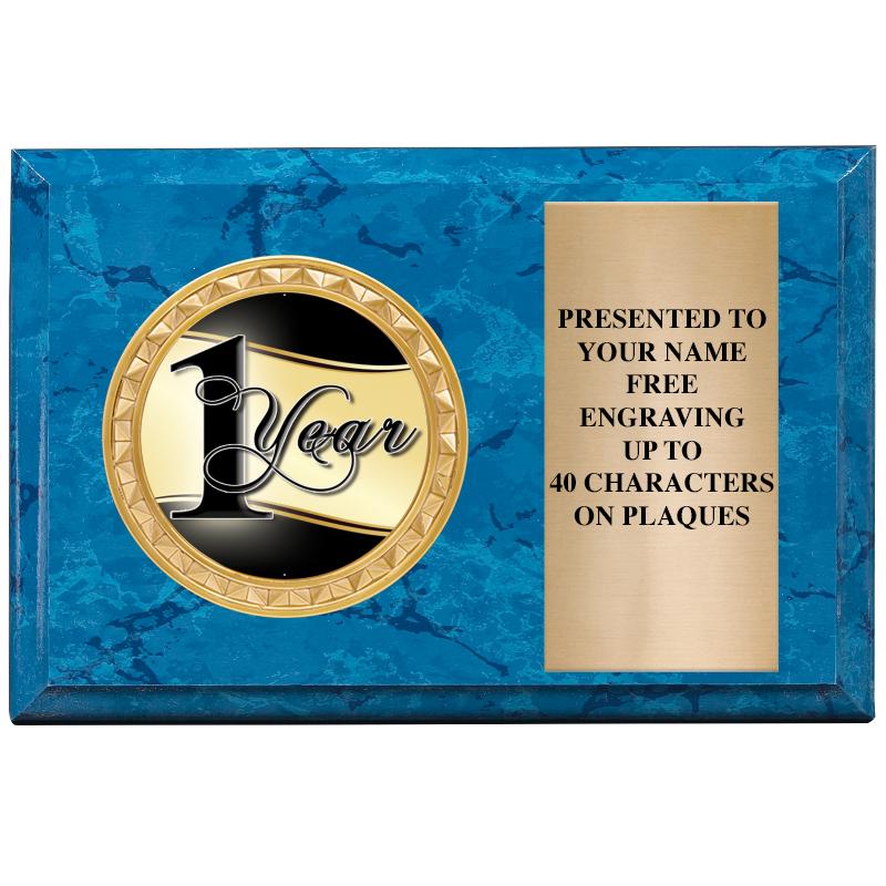 6" X 4" BLUE MBL INSERT PLQ