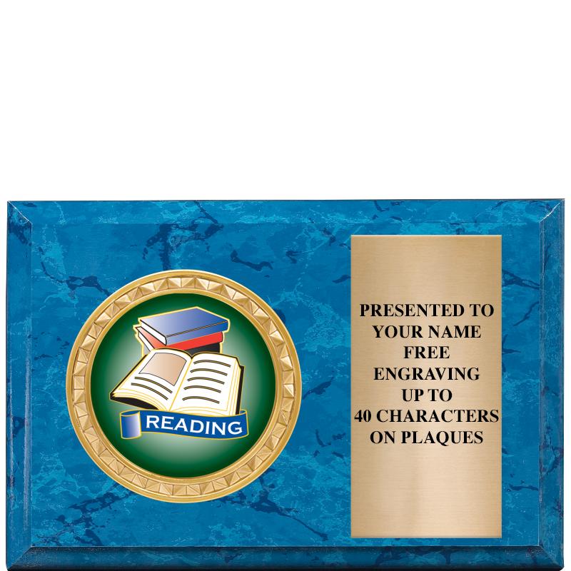 6" X 4" BLUE MBL INSERT PLQ