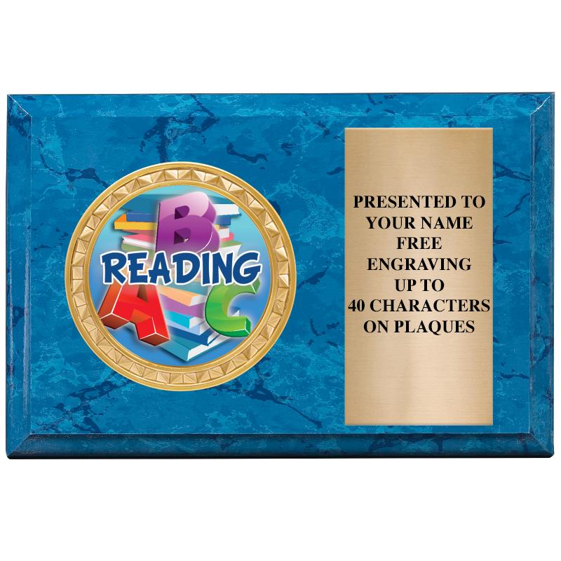 6" X 4" BLUE MBL INSERT PLQ