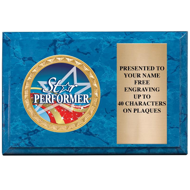 6" X 4" BLUE MBL INSERT PLQ