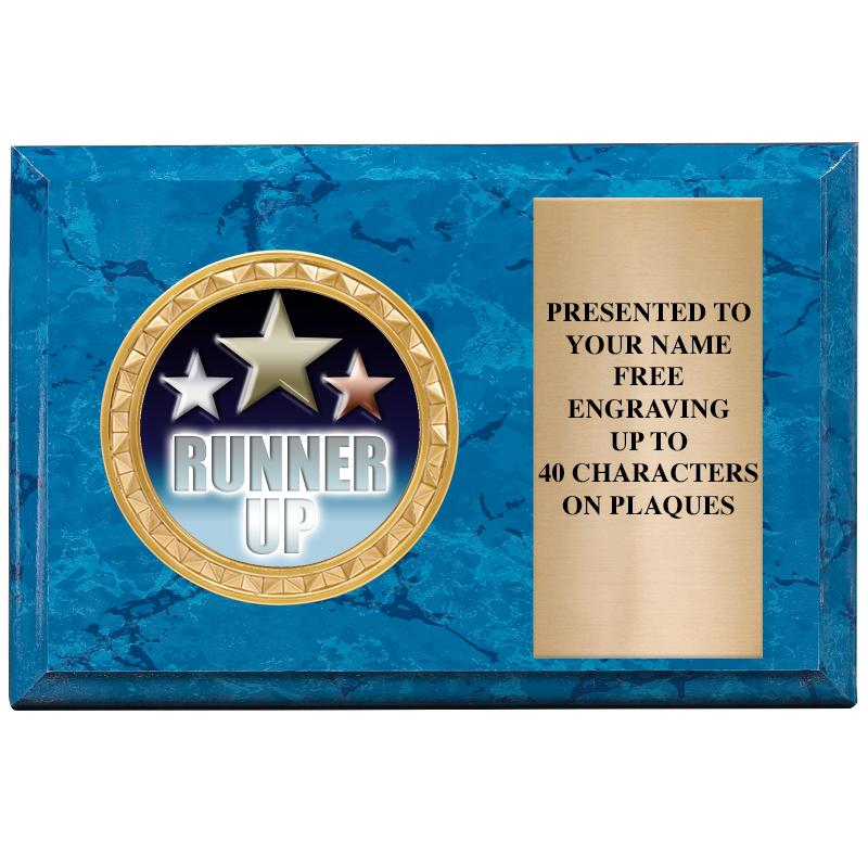 6" X 4" BLUE MBL INSERT PLQ