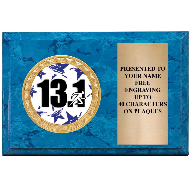 6" X 4" BLUE MBL INSERT PLQ