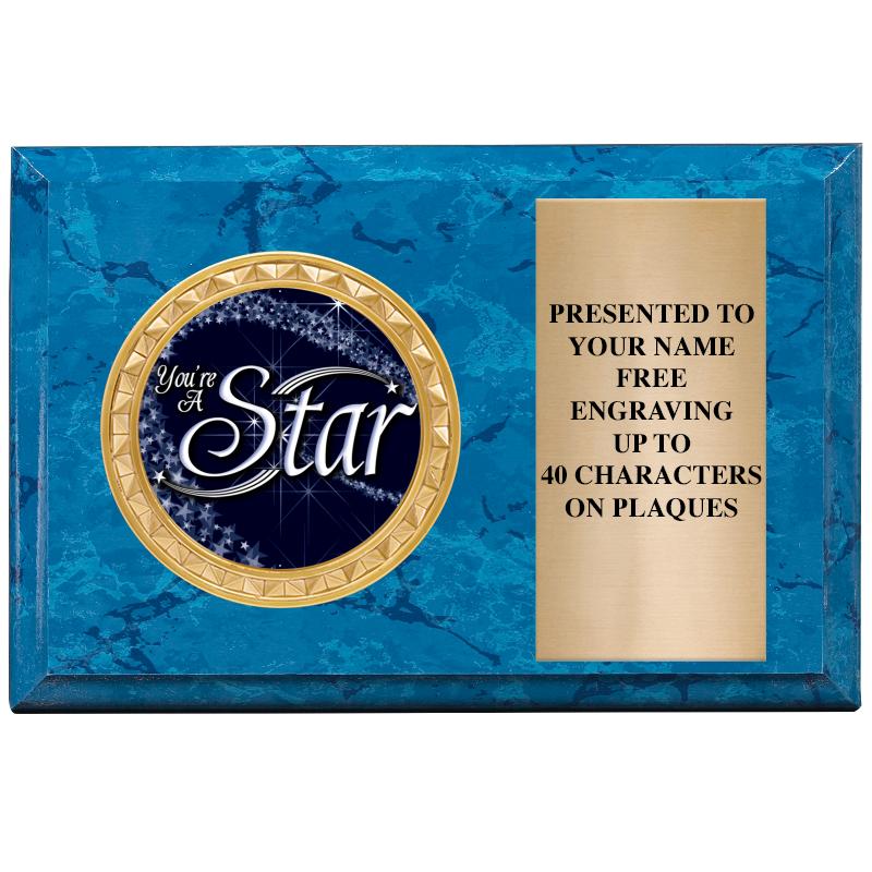 6" X 4" BLUE MBL INSERT PLQ