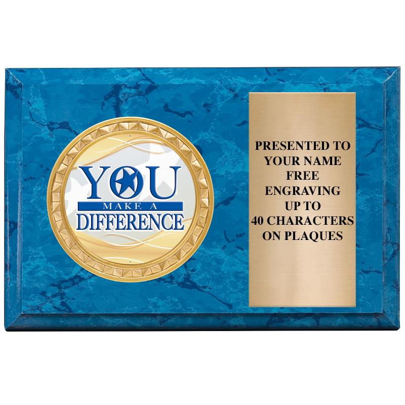 6" X 4" BLUE MBL INSERT PLQ