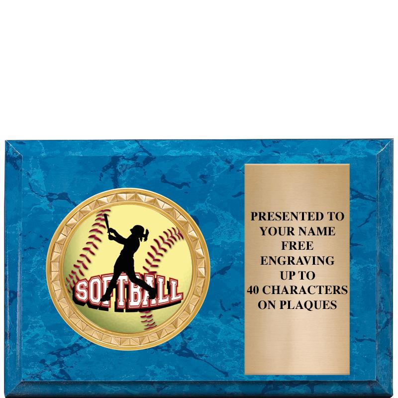 6" X 4" BLUE MBL INSERT PLQ