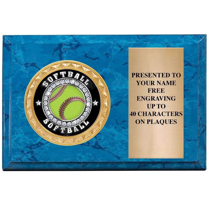 6" X 4" BLUE MBL INSERT PLQ