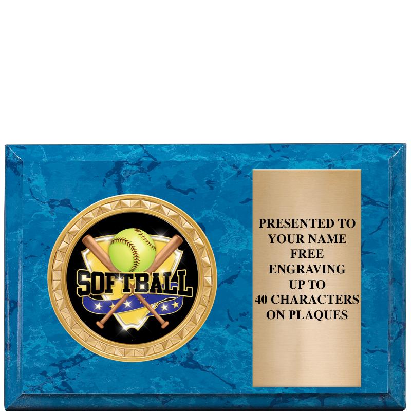 6" X 4" BLUE MBL INSERT PLQ