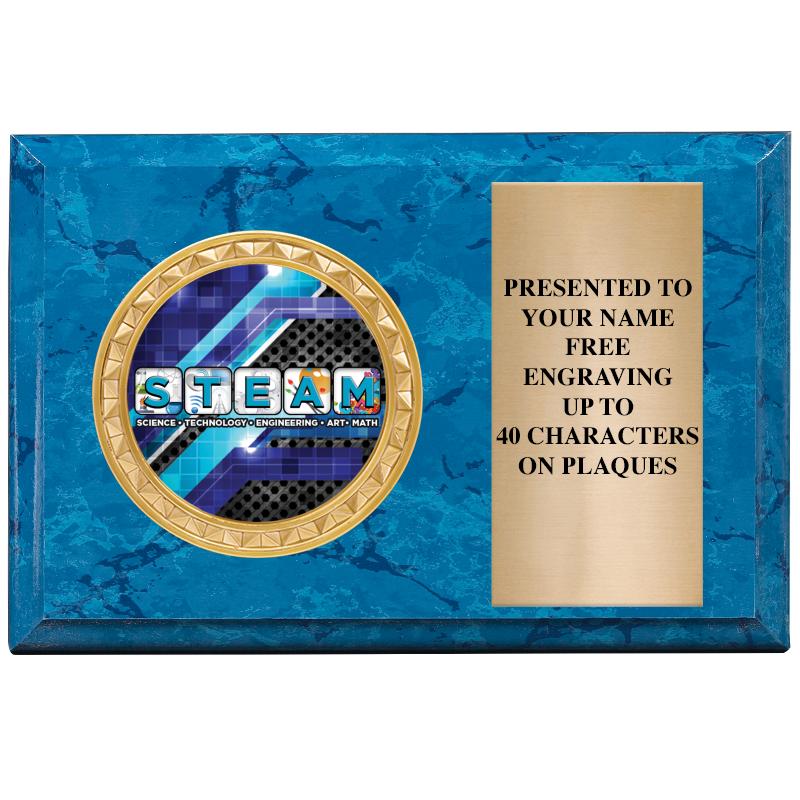 6" X 4" BLUE MBL INSERT PLQ