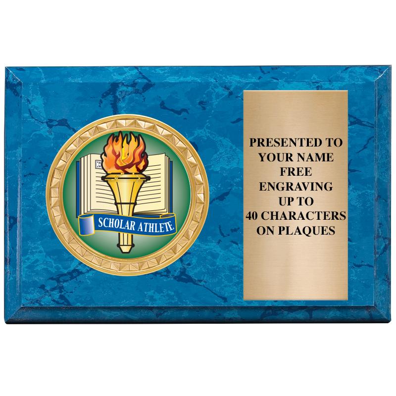 6" X 4" BLUE MBL INSERT PLQ