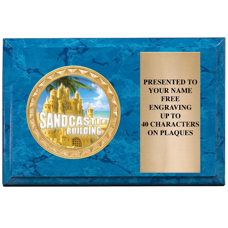 6" X 4" BLUE MBL INSERT PLQ