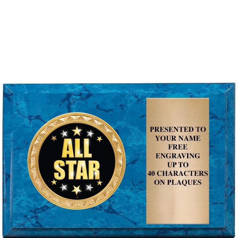 6" X 4" BLUE MBL INSERT PLQ