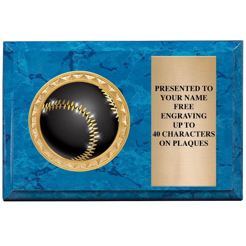 6" X 4" BLUE MBL INSERT PLQ