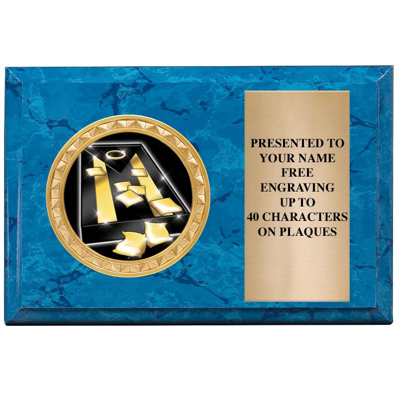 6" X 4" BLUE MBL INSERT PLQ