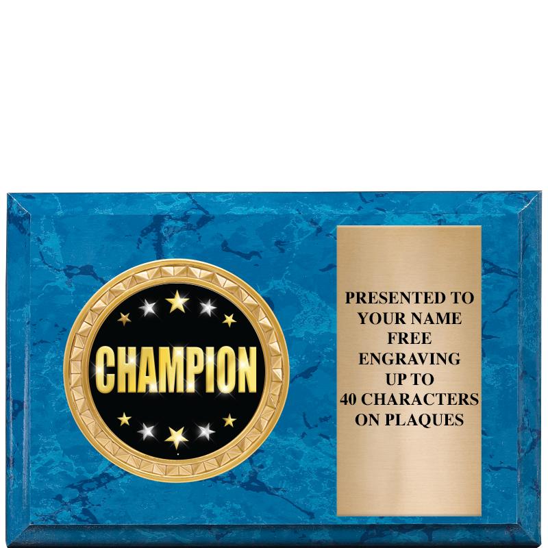 6" X 4" BLUE MBL INSERT PLQ