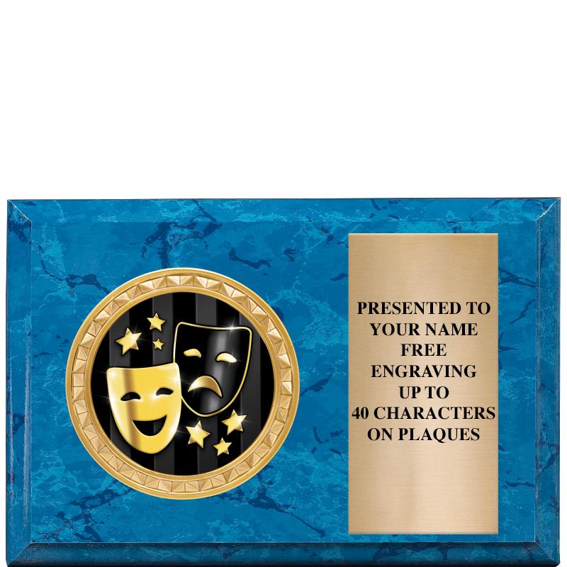 6" X 4" BLUE MBL INSERT PLQ