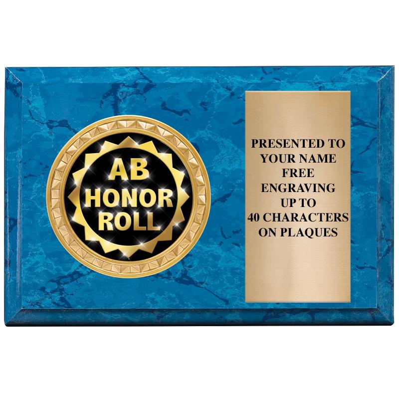 6" X 4" BLUE MBL INSERT PLQ