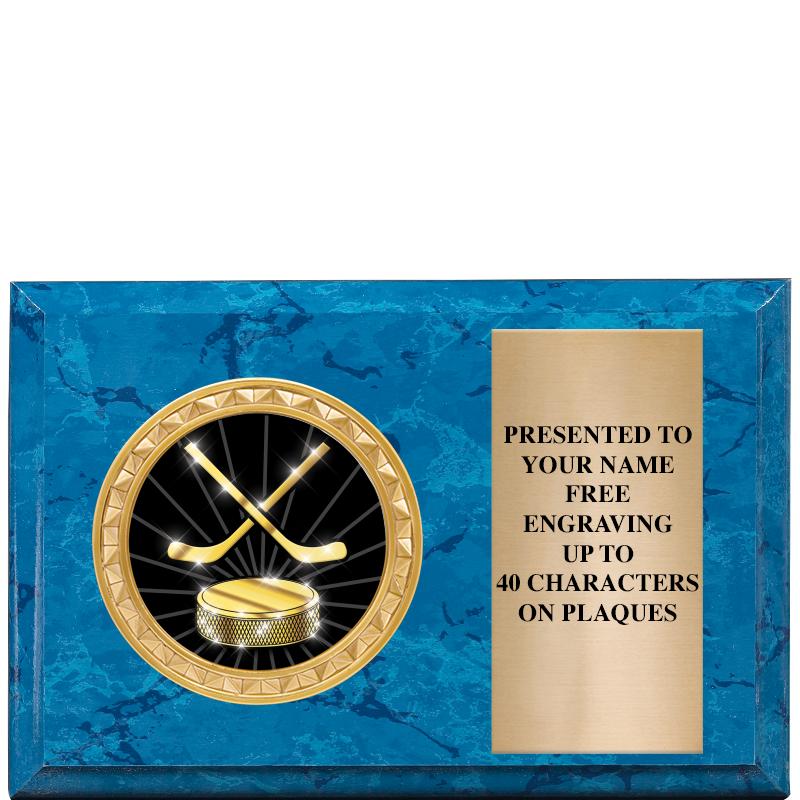 6" X 4" BLUE MBL INSERT PLQ