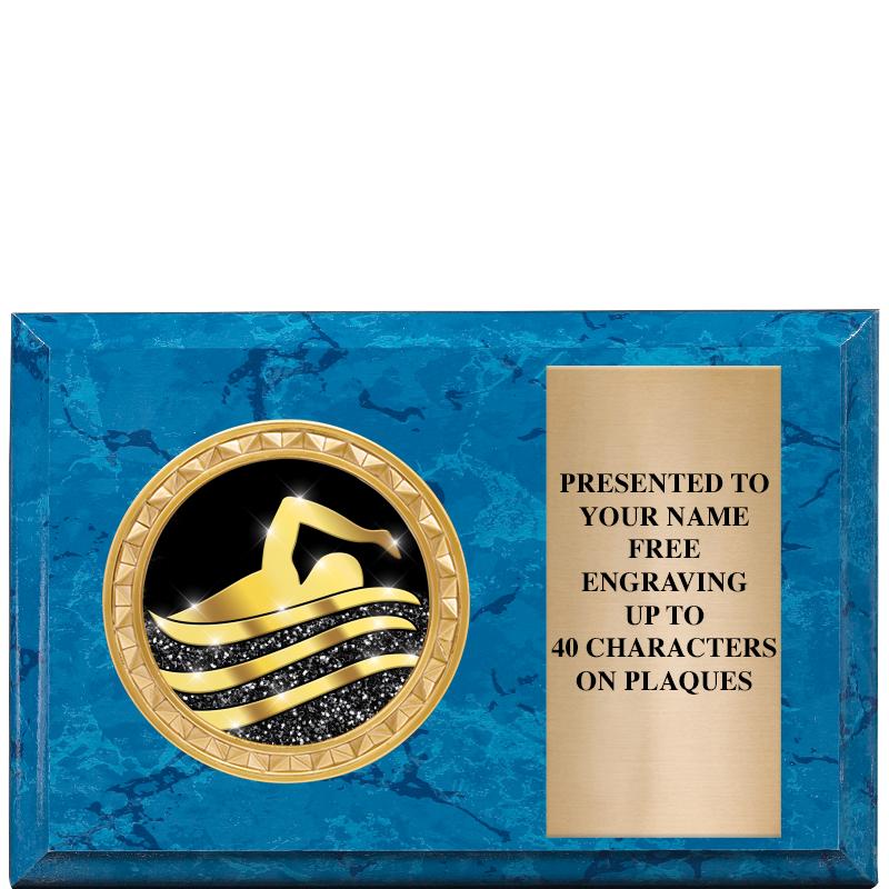 6" X 4" BLUE MBL INSERT PLQ