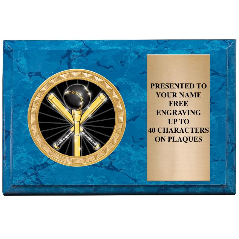 6" X 4" BLUE MBL INSERT PLQ