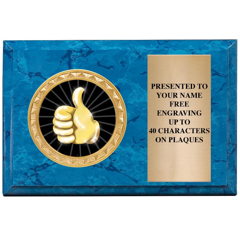 6" X 4" BLUE MBL INSERT PLQ