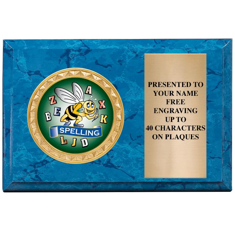 6" X 4" BLUE MBL INSERT PLQ