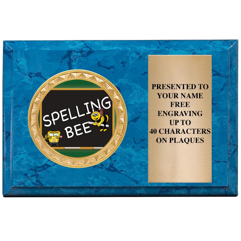 6" X 4" BLUE MBL INSERT PLQ