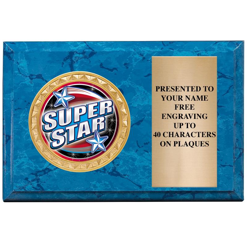 6" X 4" BLUE MBL INSERT PLQ