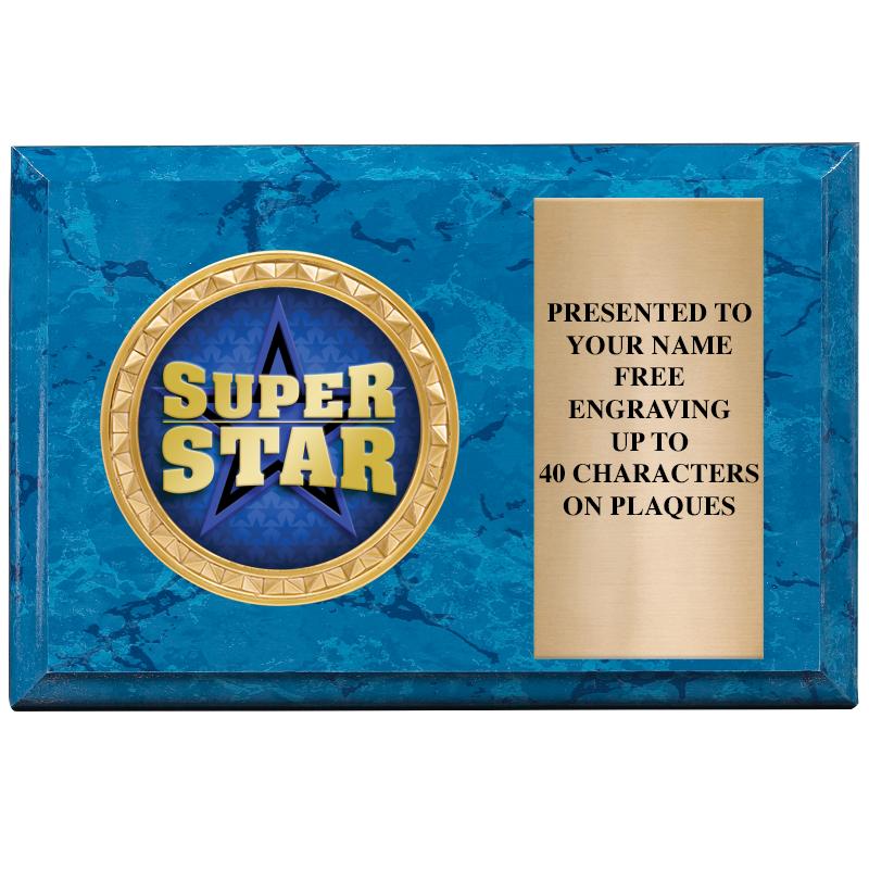 6" X 4" BLUE MBL INSERT PLQ