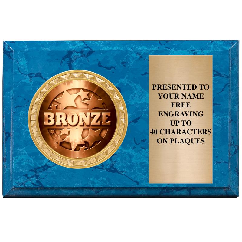 6" X 4" BLUE MBL INSERT PLQ