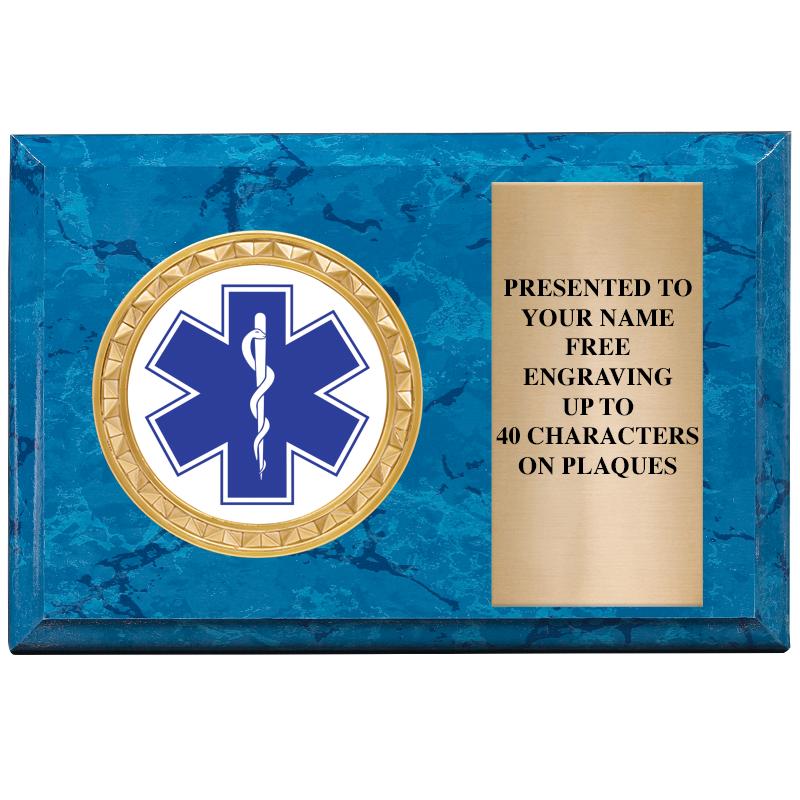 6" X 4" BLUE MBL INSERT PLQ