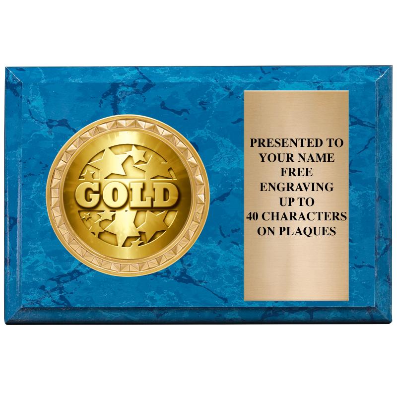 6" X 4" BLUE MBL INSERT PLQ