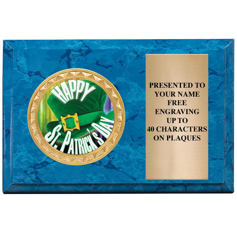 6" X 4" BLUE MBL INSERT PLQ