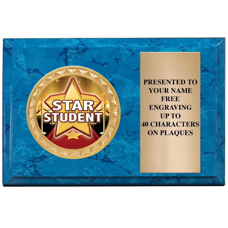 6" X 4" BLUE MBL INSERT PLQ