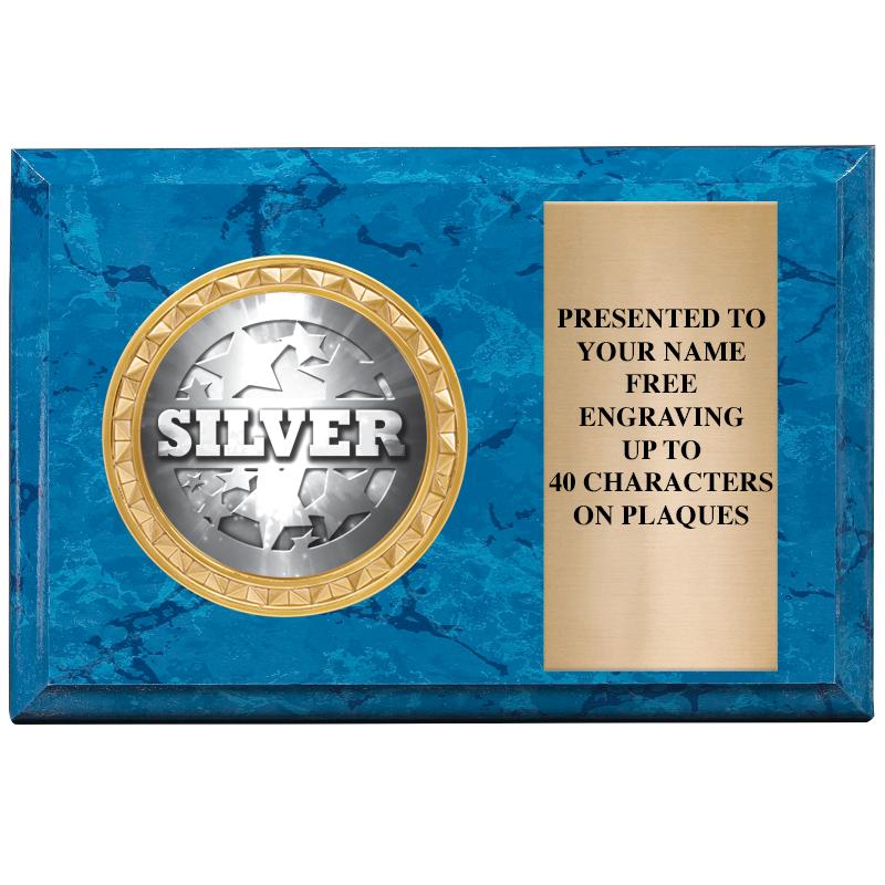 6" X 4" BLUE MBL INSERT PLQ