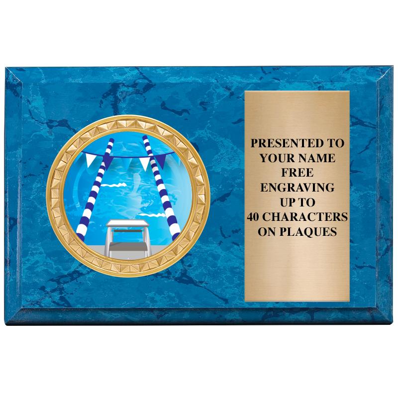 6" X 4" BLUE MBL INSERT PLQ