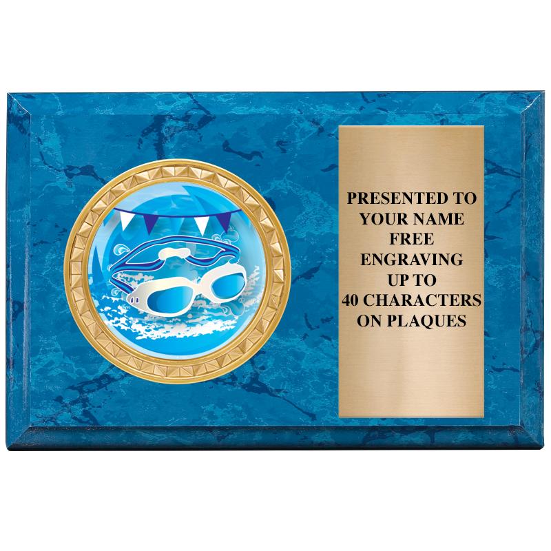 6" X 4" BLUE MBL INSERT PLQ