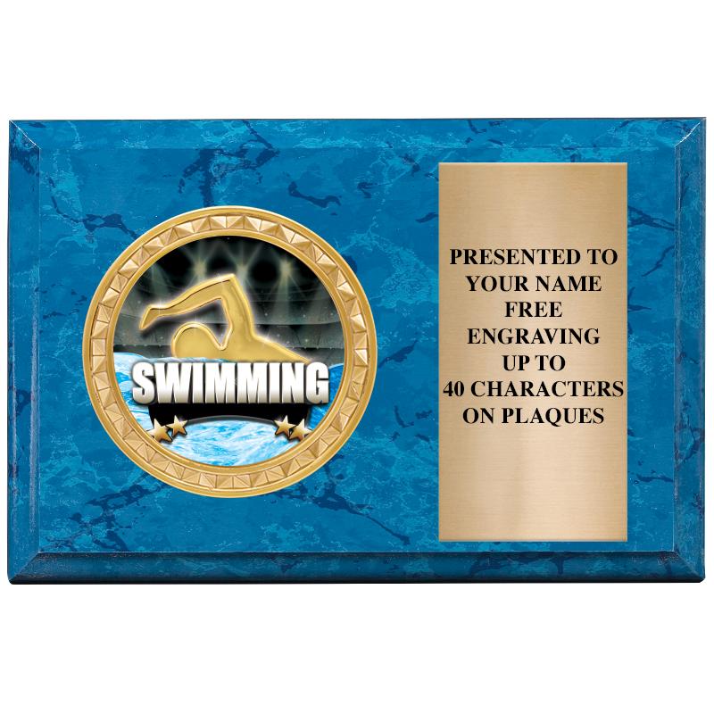 6" X 4" BLUE MBL INSERT PLQ