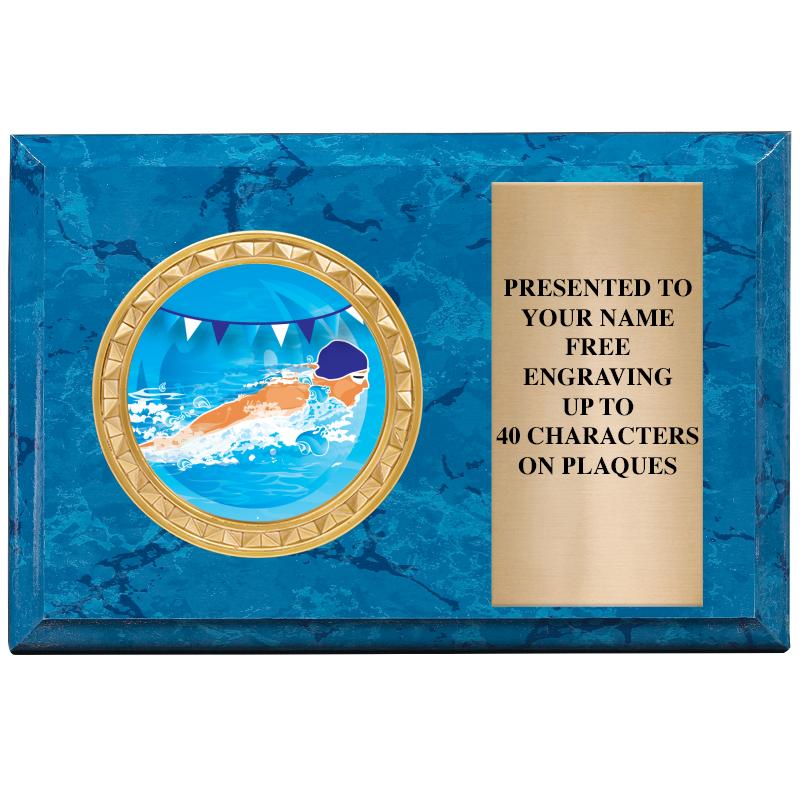 6" X 4" BLUE MBL INSERT PLQ