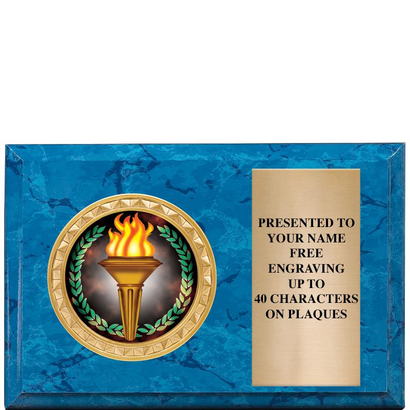 6" X 4" BLUE MBL INSERT PLQ