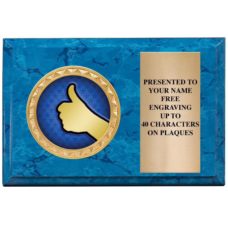 6" X 4" BLUE MBL INSERT PLQ