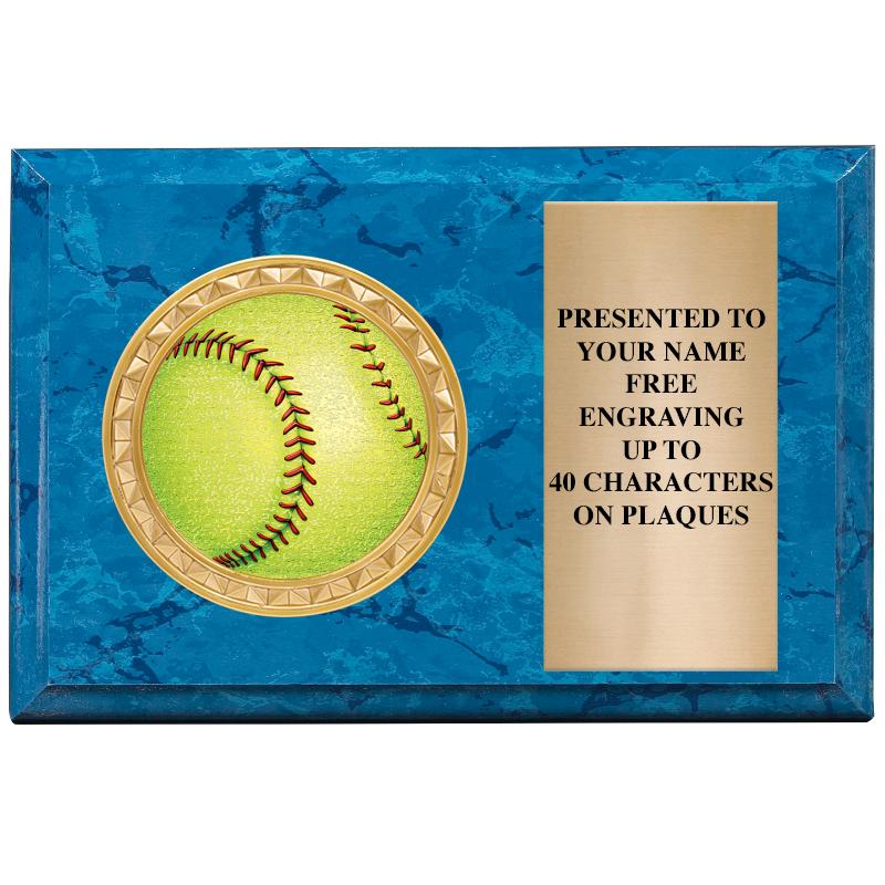 6" X 4" BLUE MBL INSERT PLQ