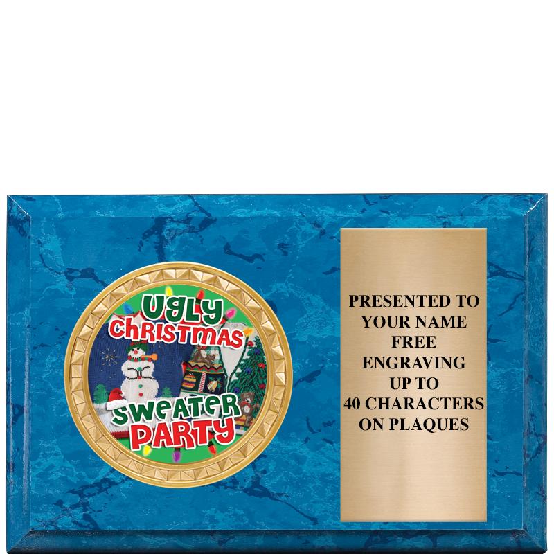 6" X 4" BLUE MBL INSERT PLQ