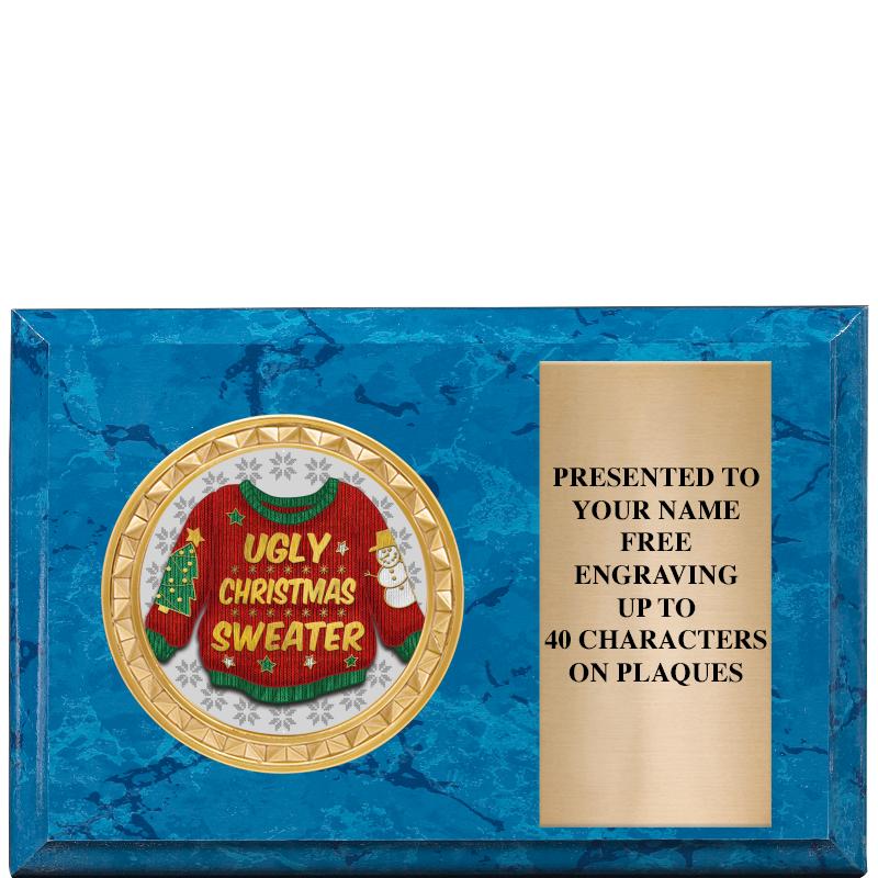 6" X 4" BLUE MBL INSERT PLQ