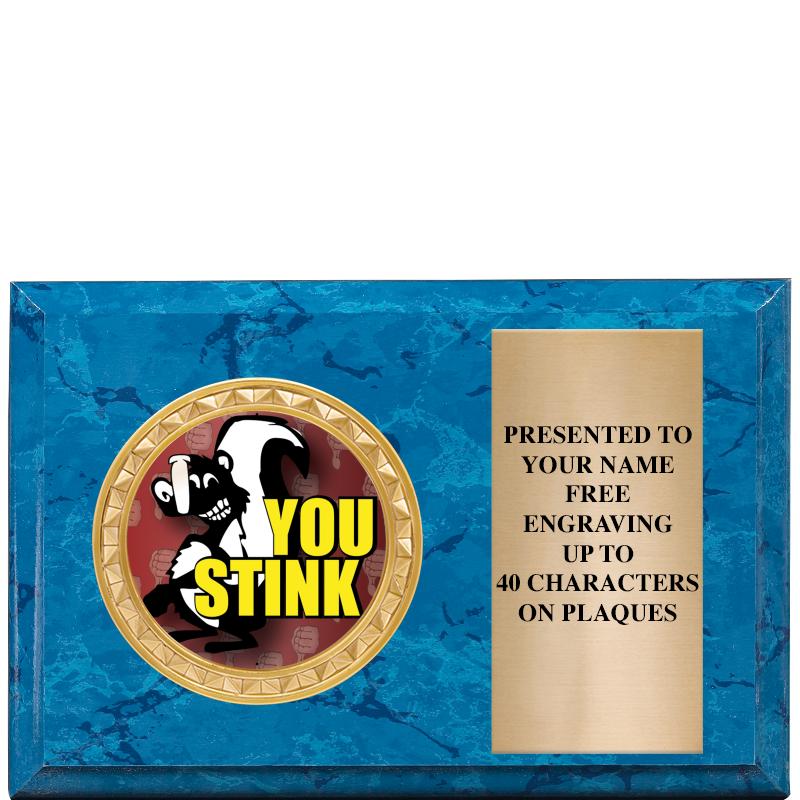 6" X 4" BLUE MBL INSERT PLQ