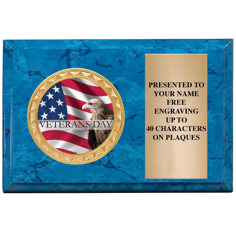 6" X 4" BLUE MBL INSERT PLQ