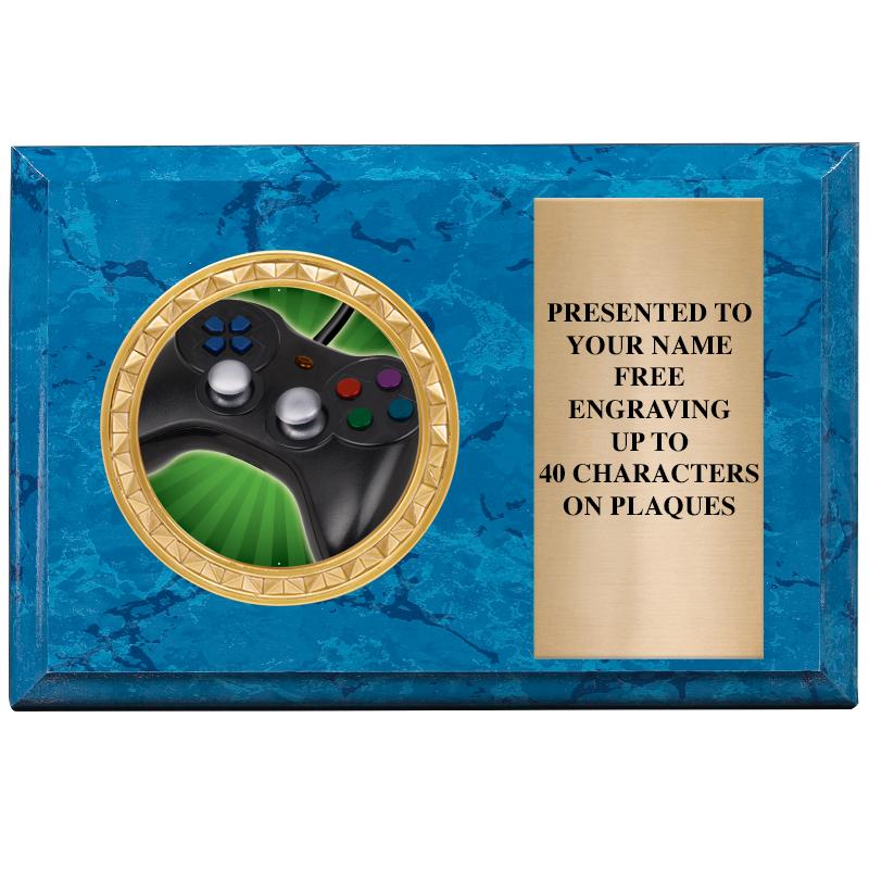 6" X 4" BLUE MBL INSERT PLQ