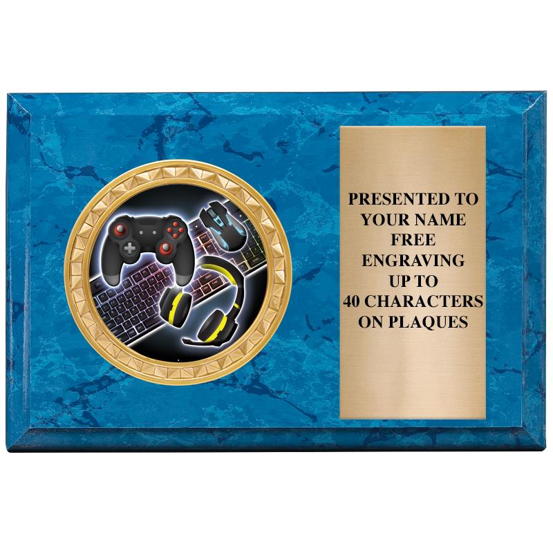 6" X 4" BLUE MBL INSERT PLQ