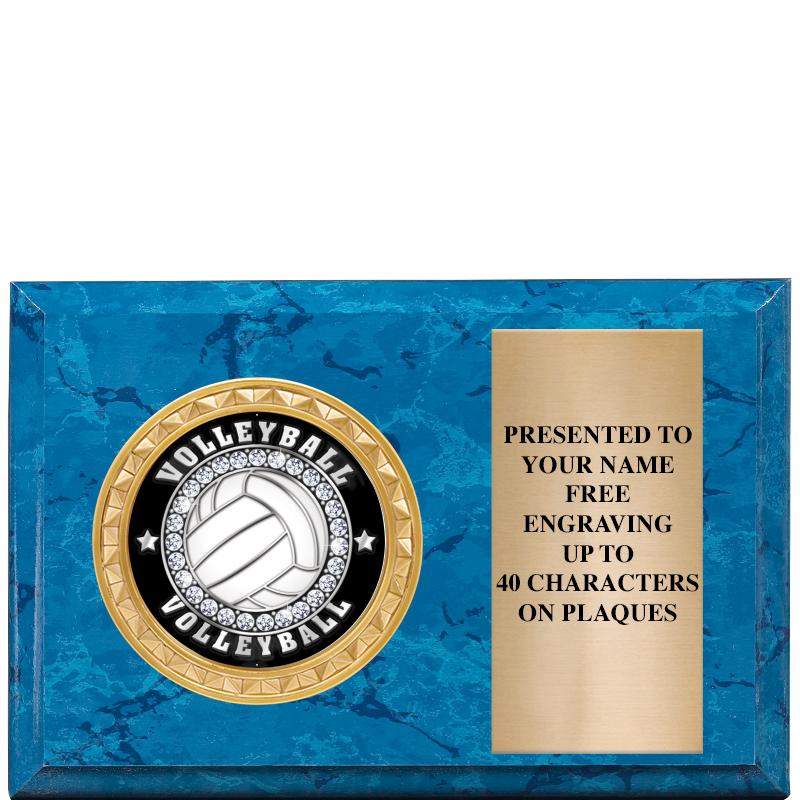 6" X 4" BLUE MBL INSERT PLQ