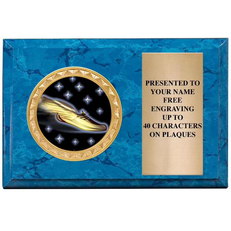 6" X 4" BLUE MBL INSERT PLQ