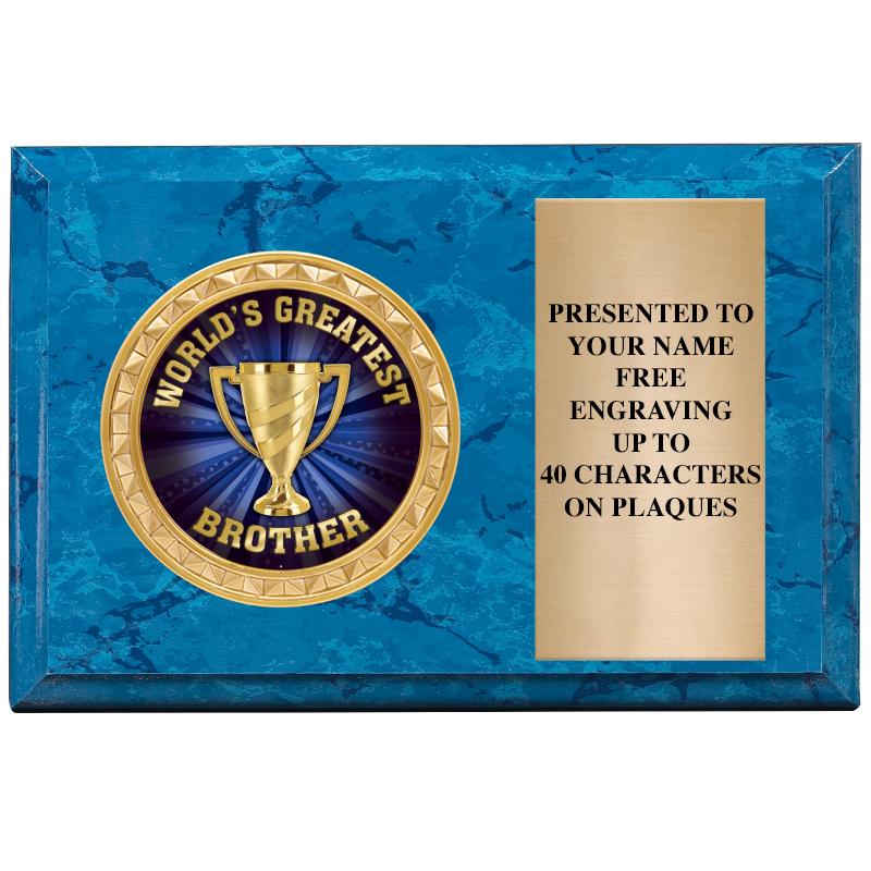 6" X 4" BLUE MBL INSERT PLQ